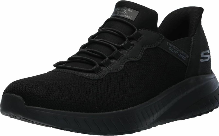 Skechers Men's Slip-On Squad Chaos Work Shoes for Food Service - Slip-Resistant Comfort Sneakers