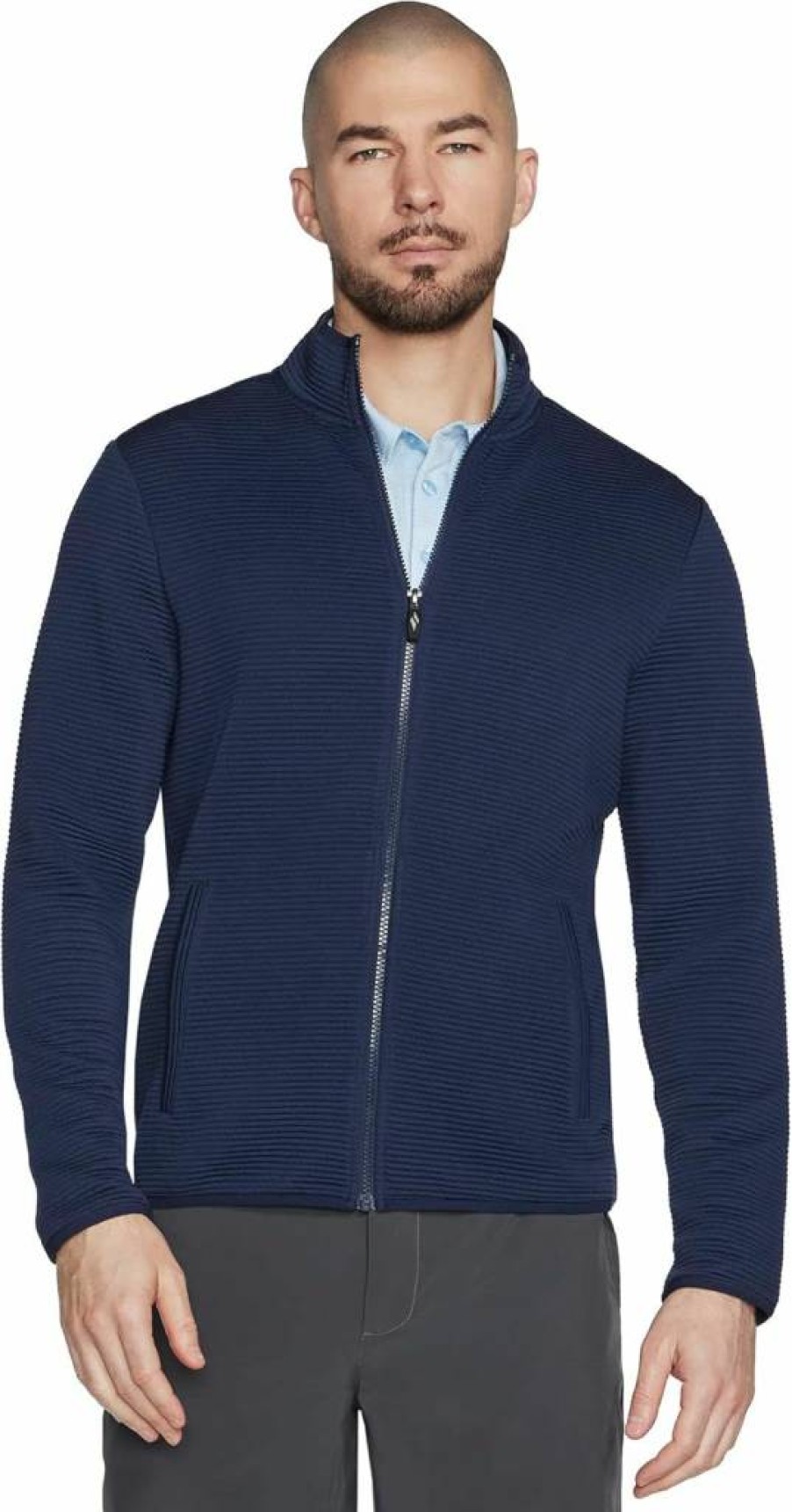 Skechers Men's Lightweight Ottoman Jacket - Hoodless Zip-Up Sweatshirt for Casual Wear