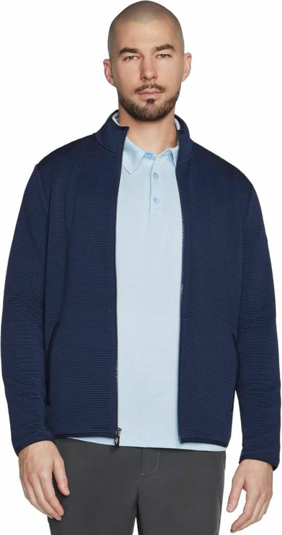 Skechers Men's Lightweight Ottoman Jacket - Hoodless Zip-Up Sweatshirt for Casual Wear