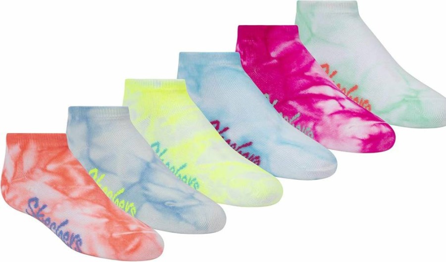 Skechers Girls' 6-Pack Low Cut Socks with 3 Hair Ties - Comfortable Athletic Socks for Kids
