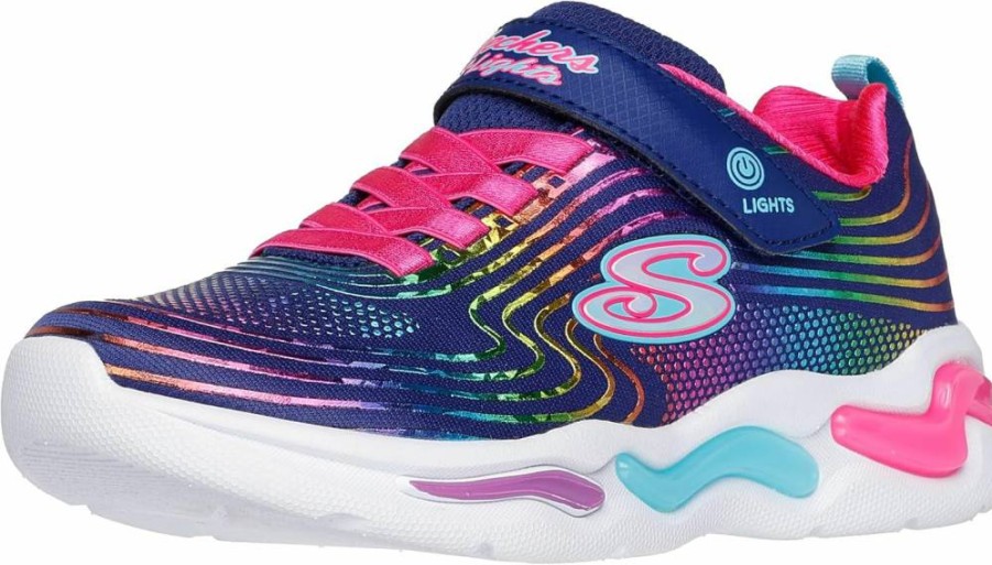 Skechers Girls' S Lights Wavy Beams Light-Up Sneakers for Toddlers - Comfortable Kids Shoes