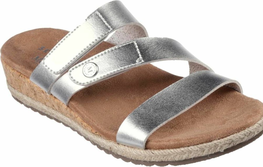 Skechers Women's Breezie Shiny Luster Wedge Sandals - Comfortable Casual Slip-On Shoes for Women