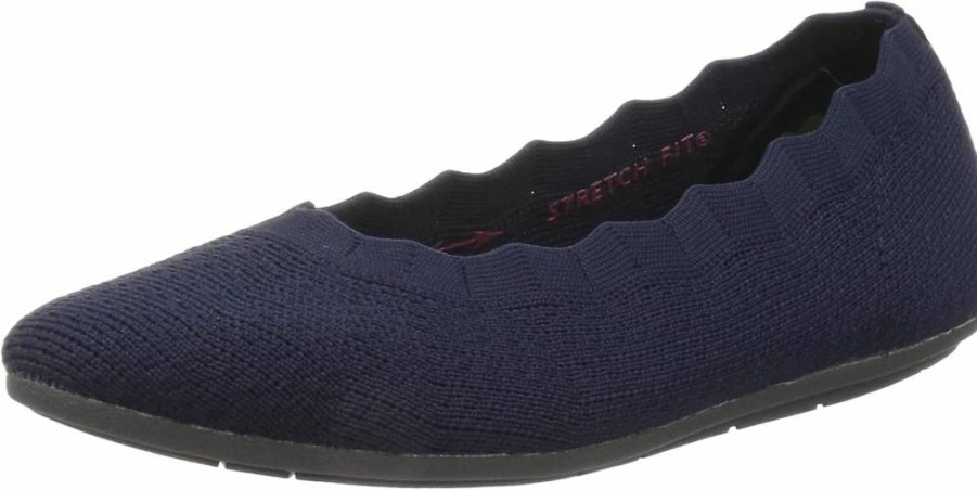Skechers Women's Cleo 2.0 Love Spell Ballet Flats with Air-Cooled Memory Foam - Scalloped Knit Skimmer Shoes for Comfort