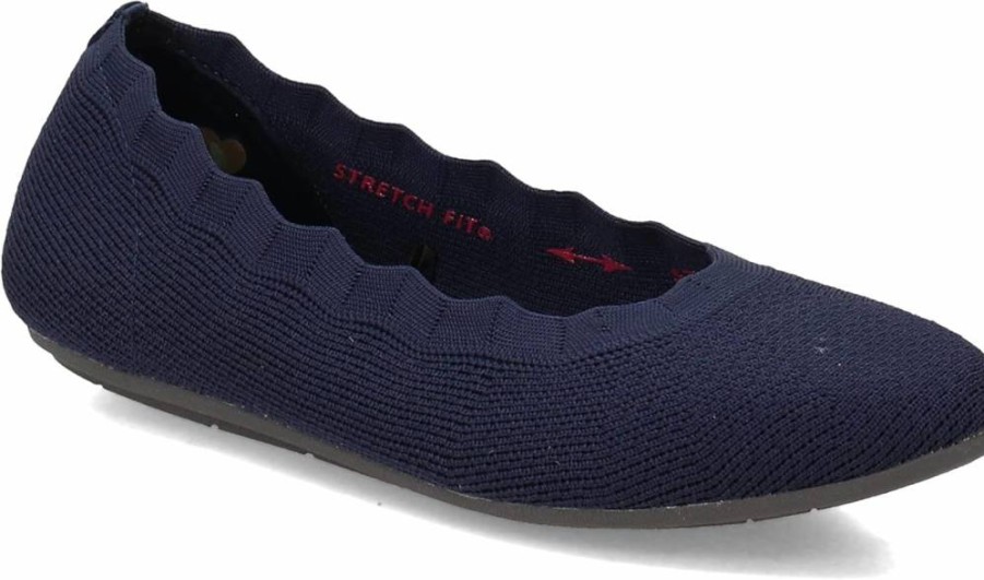 Skechers Women's Cleo 2.0 Love Spell Ballet Flats with Air-Cooled Memory Foam - Scalloped Knit Skimmer Shoes for Comfort