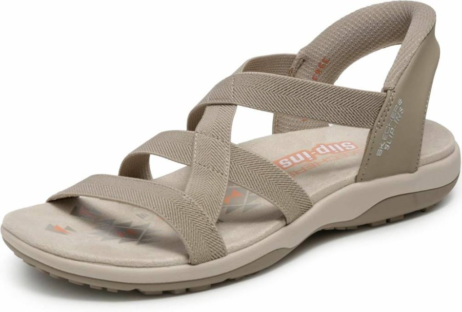 Skechers Women's Reggae Slim-Flex Hands-Free Slip-On Sandals - Comfortable Stretch Straps & Easy On/Off Design