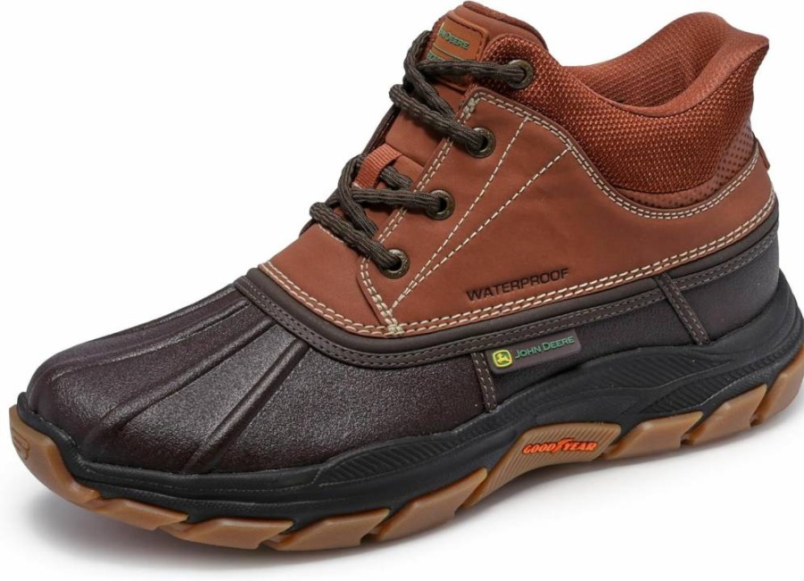 Skechers Men's Waterproof John Deere Swamper Rain Boots for Outdoor Work and Farming