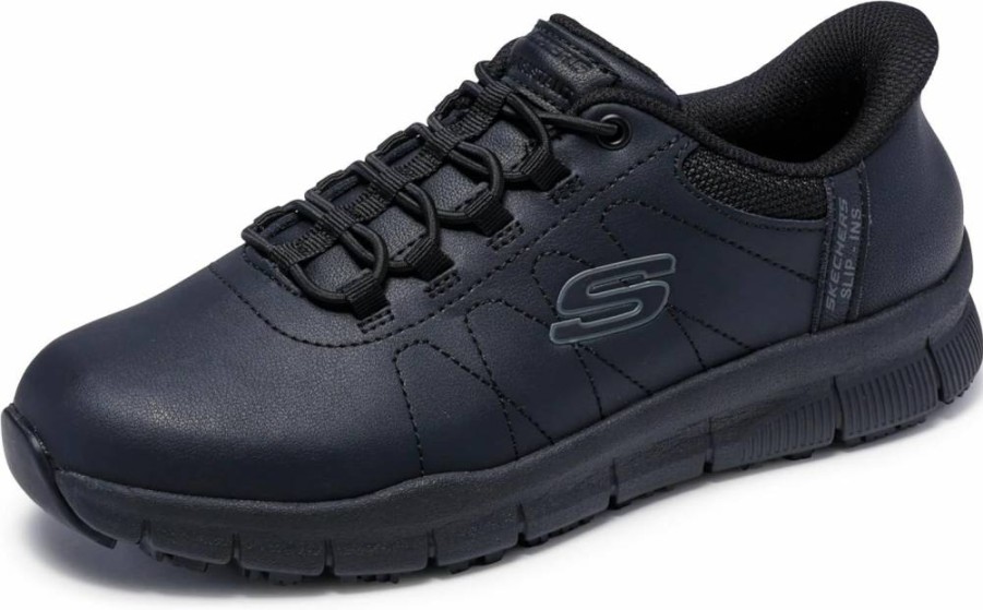 Skechers Women's Nampa Cottonbud Slip-On Work Shoes for Food Service - Bungee Lace Athletic Sneakers