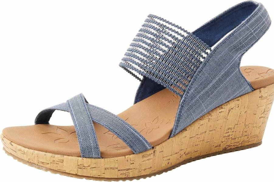 Skechers Women's Beverlee High Tea Wedge Sandal - Comfortable Casual Slip-On Platform Heel Shoes