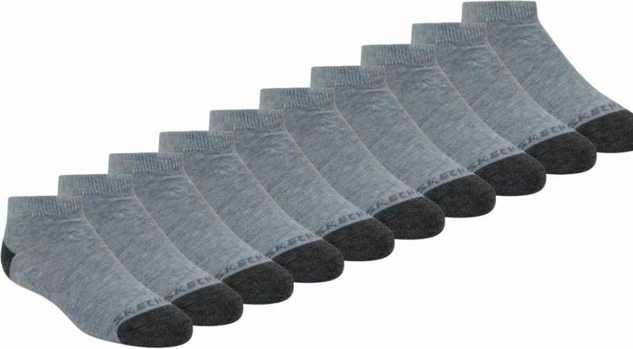 Skechers Kids' No Show Socks - 10 Pack Comfortable & Breathable Ankle Socks for Boys & Girls