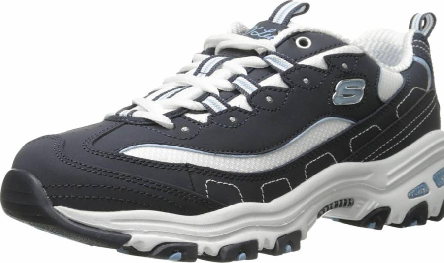Skechers Women's D'Lites Classic Memory Foam Lace-Up Sneakers - Lightweight Comfort Walking Shoes