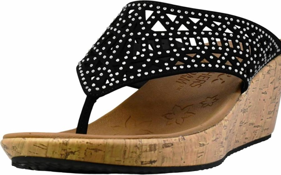 Skechers Women's Beverlee Summer Wedge Sandal - Comfortable Casual Slip-On Beach Shoes