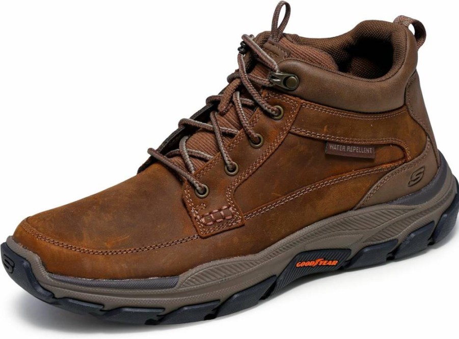 Skechers Men's Respected Boswell Leather Mid Top Moc Toe Lace-Up Sneakers 204454