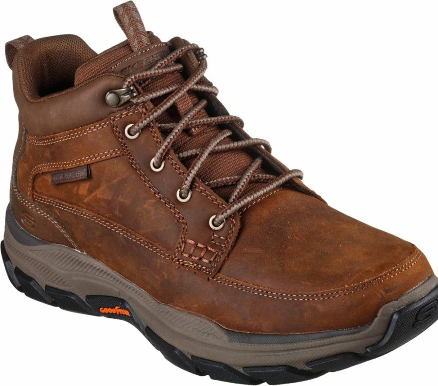 Skechers Men's Respected Boswell Leather Mid Top Moc Toe Lace-Up Sneakers 204454