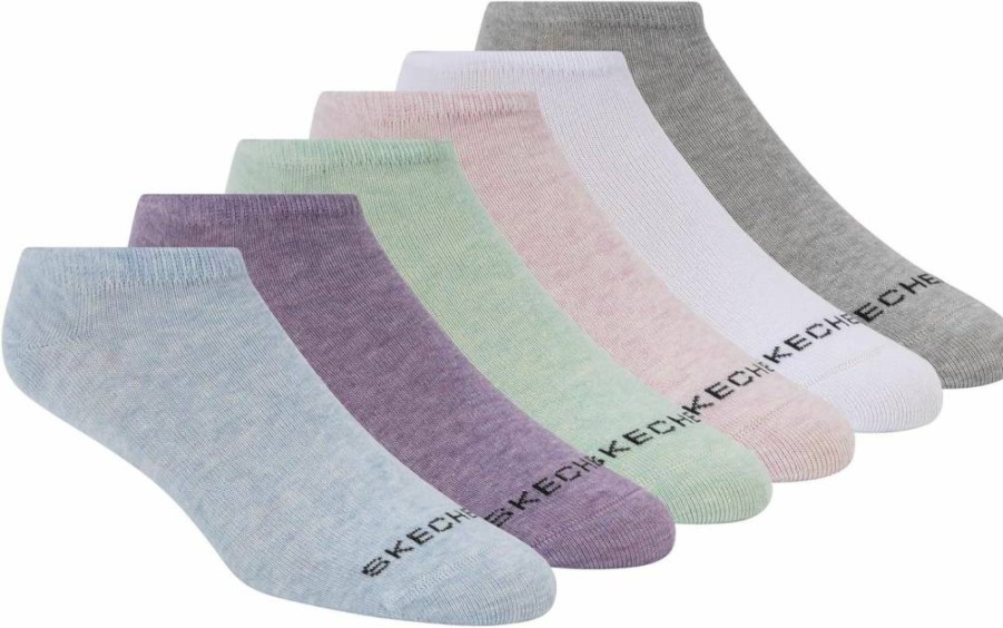 Skechers Women's 6-Pack No-Show Socks – Breathable Low-Cut Liner Socks for Comfort & Invisible Fit