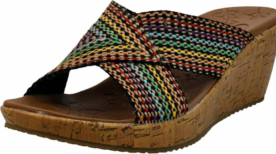Skechers Women's Beverlee Delighted Wedge Sandal - Comfortable Casual Slip-On Heeled Shoes for Women