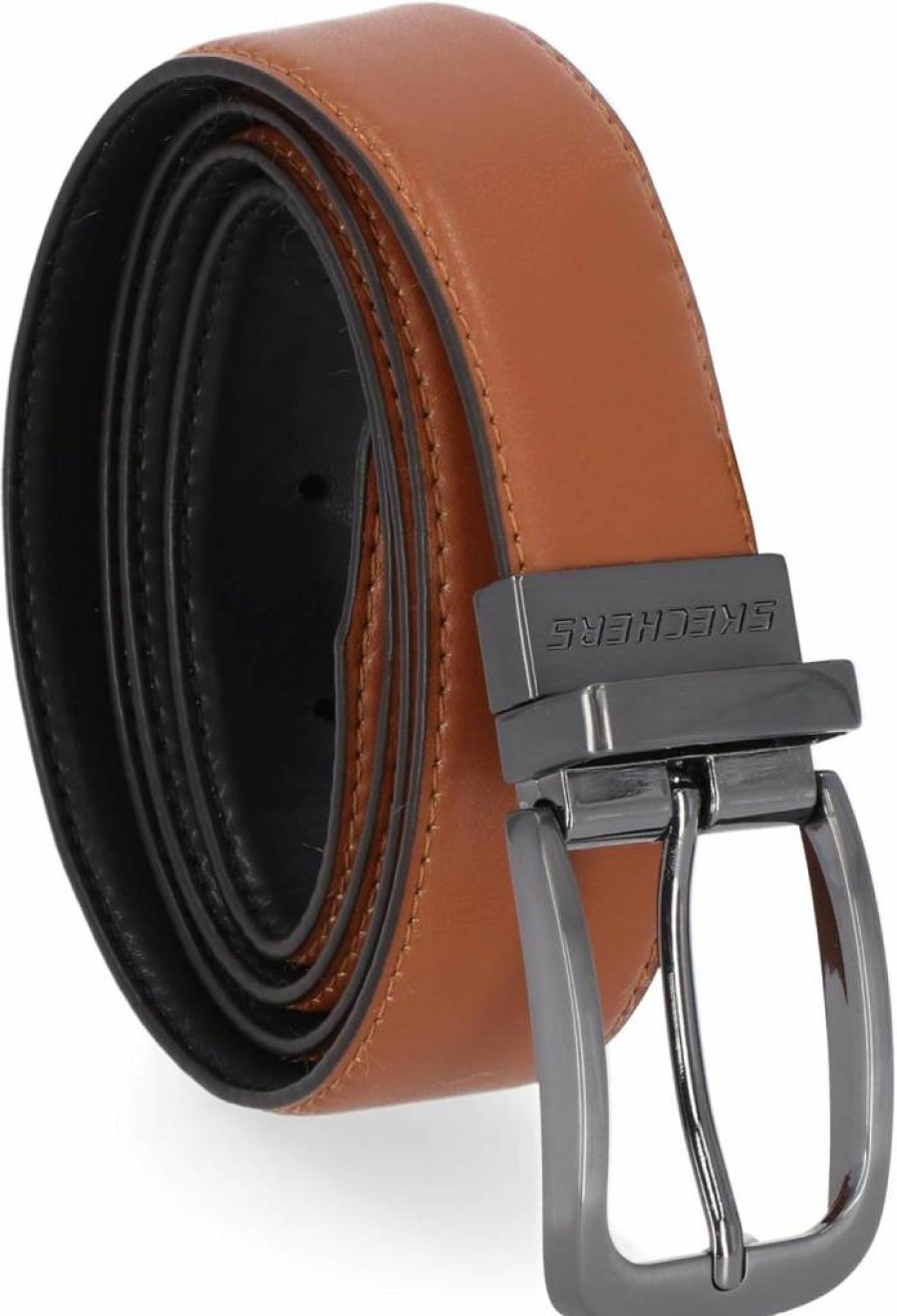 Skechers Men's Genuine Leather Dress Belt - Casual & Formal Stylish Buckle Belt for Men