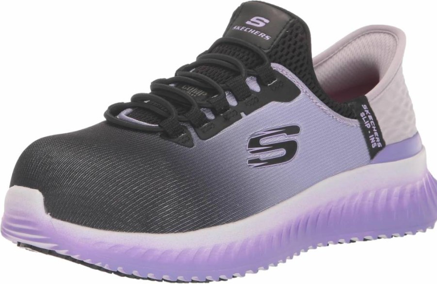 Skechers Women's Slip-Resistant Work Sneakers - Tilido Ombray Slip-On Bungee Shoes for Comfort & Safety