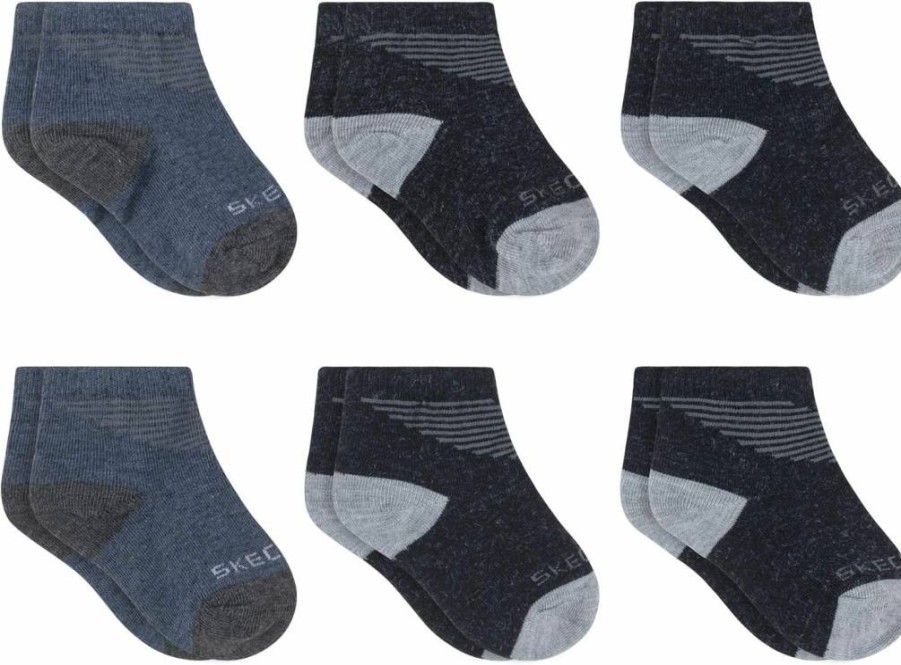 Skechers Baby Girls' 6-Pack Ankle Socks - Soft, Breathable, Comfortable Toddler Socks for Everyday Wear