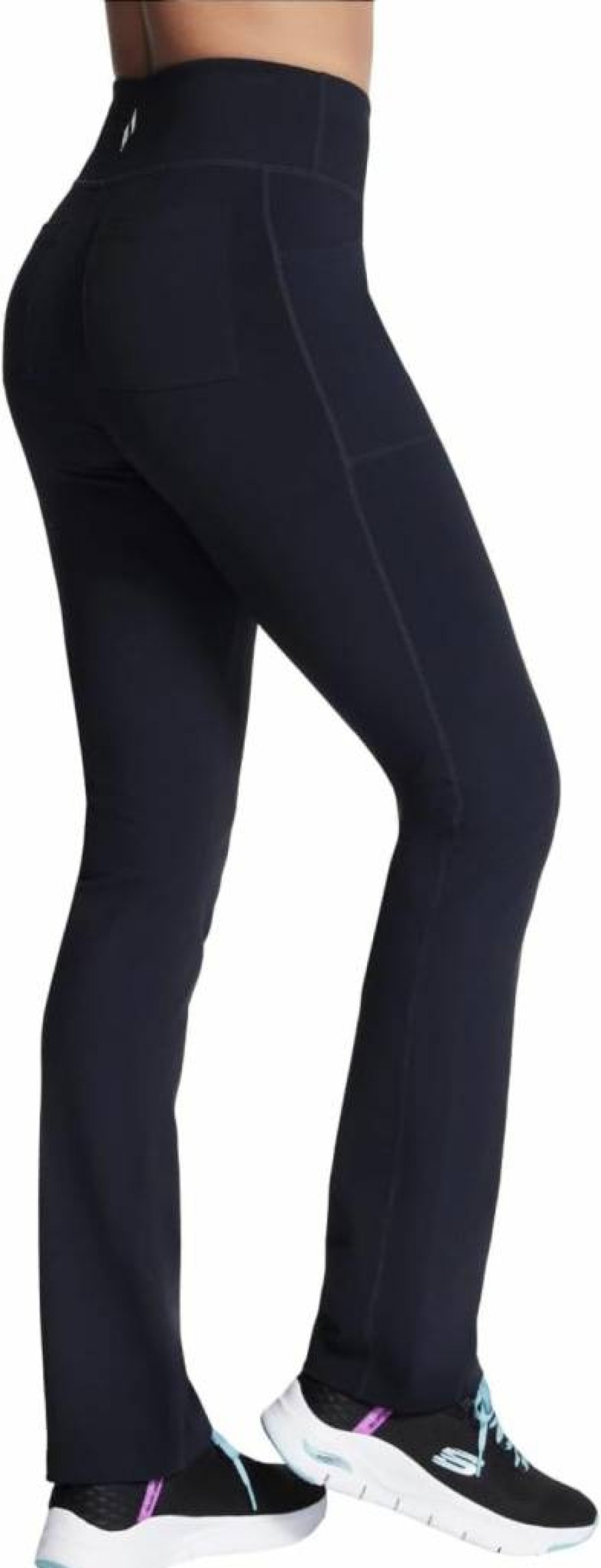 Skechers Women's Go Walk High Waisted Pants - 4-Way Stretch, Moisture-Wicking, Layered Waistband, Black, Medium Tall