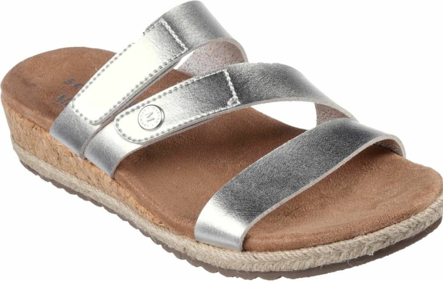 Skechers Women's Breezie Shiny Luster Wedge Sandals - Comfortable Casual Wedge Heel Shoes for Women